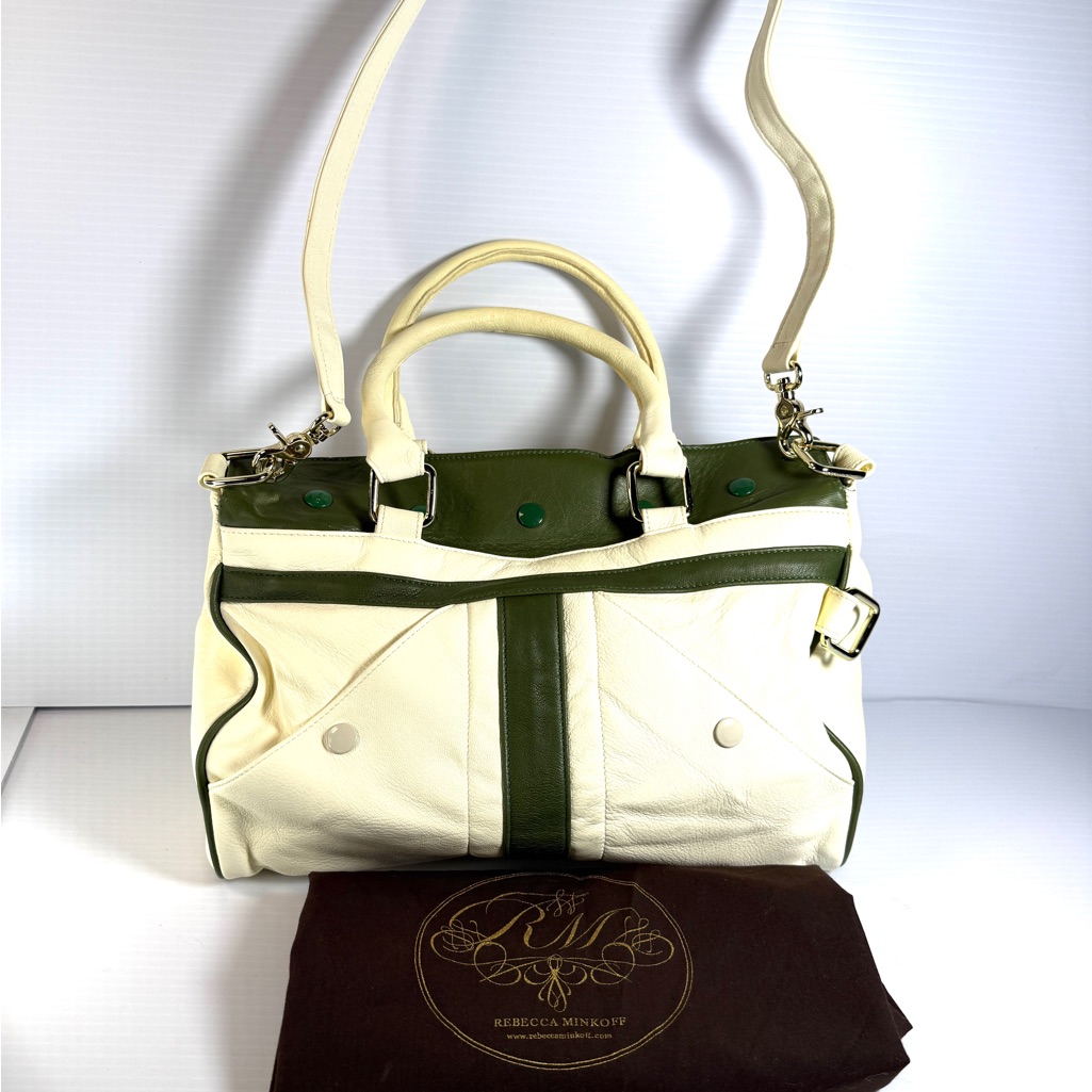 Rebecca Minkoff Two-Tone Cream And Green Satchel